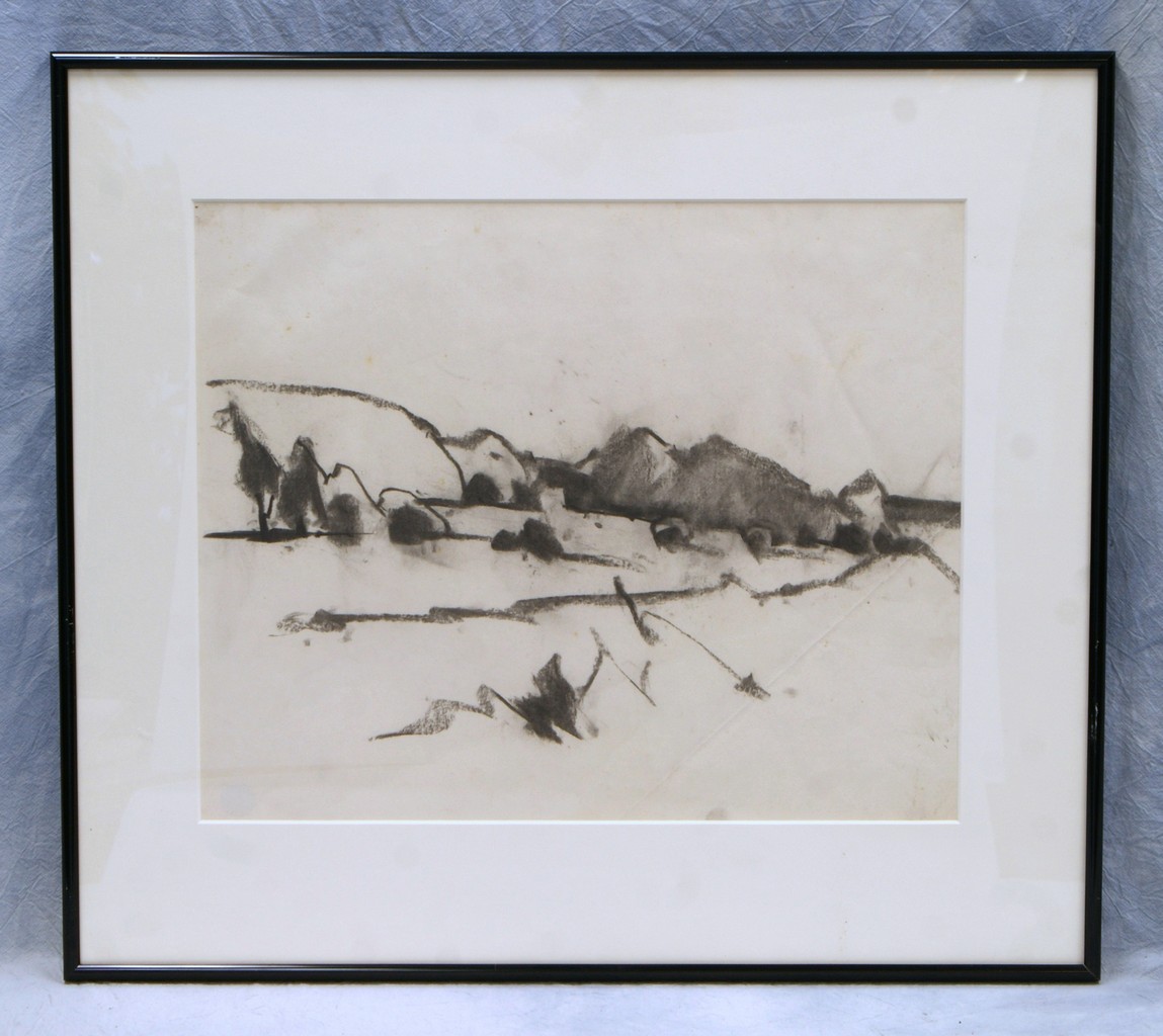 Appraisal: Tom Bostelle American PA - charcoal on paper Field landscape