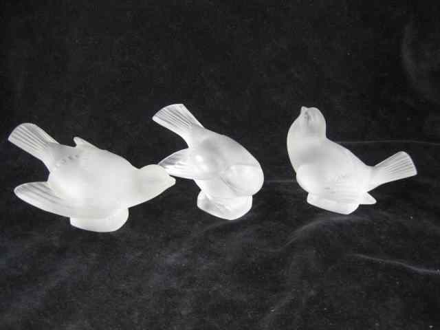 Appraisal: Set of Lalique French Crystal Bird Figurines doves frosted various