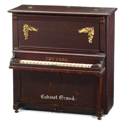 Appraisal: Miniature upright piano with music boxstencilled f b new york