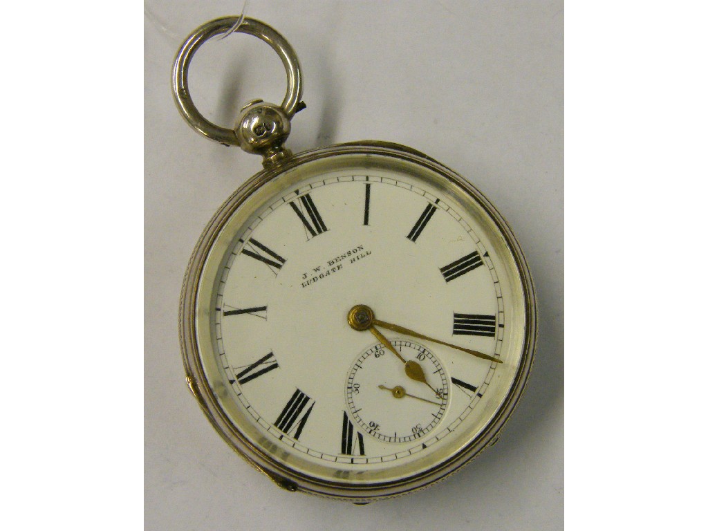 Appraisal: J W Benson fusee lever silver pocket watch hallmarked London