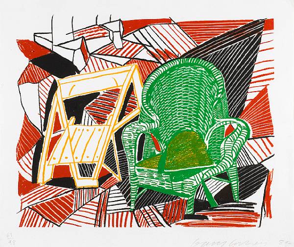 Appraisal: David Hockney British born Two Pembroke Studio Chairs T Lithograph