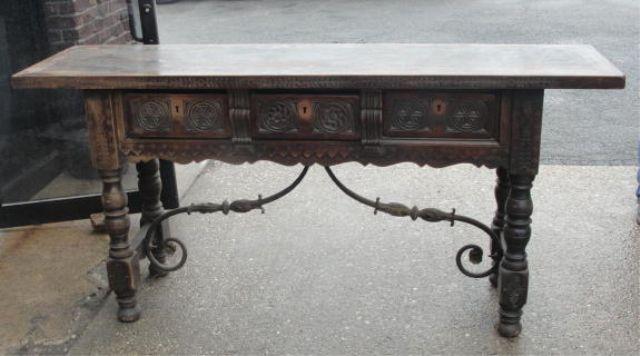 Appraisal: Italian Server with Drawers Iron Stretcher From a prominent New