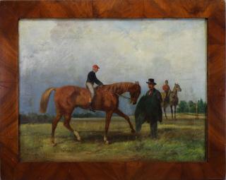 Appraisal: Signed th C Equestrian Painting Signed th C Equestrian Painting