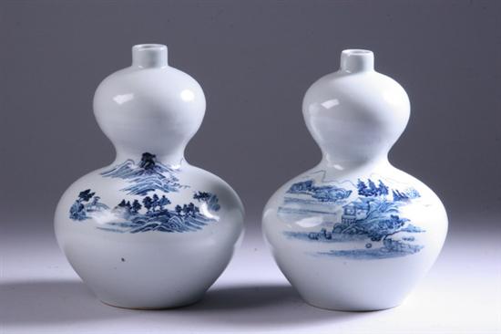 Appraisal: PAIR VIETNAMESE BLUE AND WHITE PORCELAIN DOUBLE-GOURD VASES th century