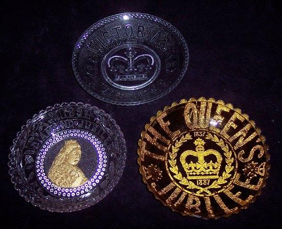 Appraisal: Two glass dishes commemorative of Queen Victoria's Golden Jubilee and