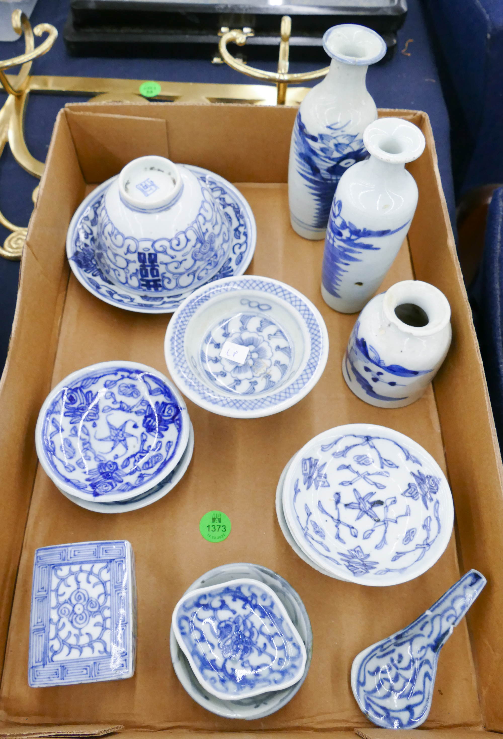 Appraisal: Box Antique Chinese B W Dishes- pc