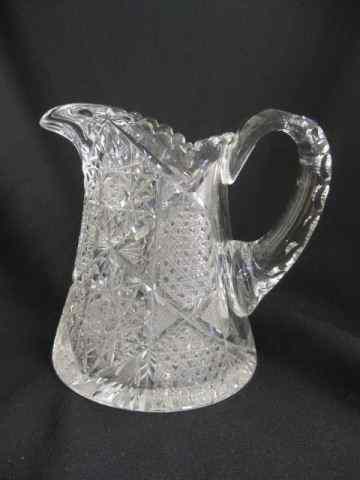 Appraisal: Brilliant Period Cut Glass Pitcher hobstar cane decor '' excellent