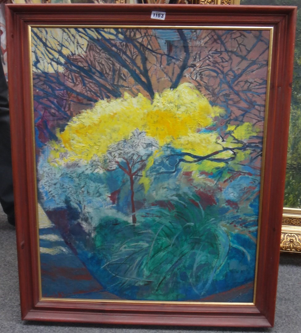 Appraisal: Henry Korda b Yellow tree oil on canvas cm x