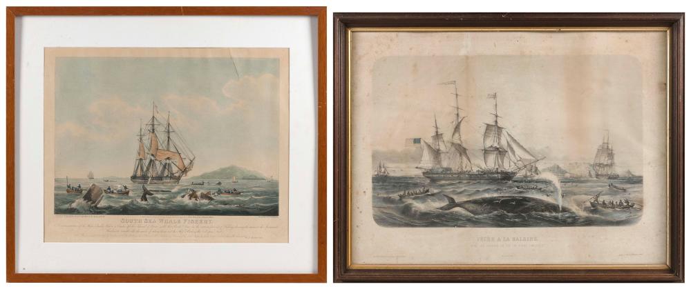 Appraisal: TWO WHALING PRINTSTWO WHALING PRINTS South Sea Whale Fishery Restrike