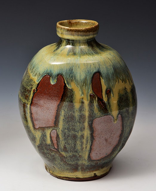 Appraisal: Mike Dodd British b Vase running glaze over tenmokuimpressed potter's