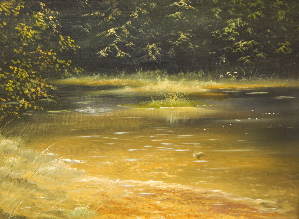 Appraisal: David Waller thC River scene oil on canvas signed cm