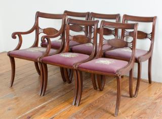 Appraisal: Dining Chairs Six Five side chairs and one armchair with