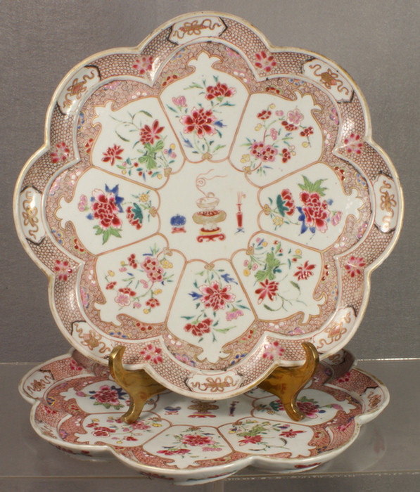 Appraisal: Chinese export porcelain rare pr of Famille Rose trays w