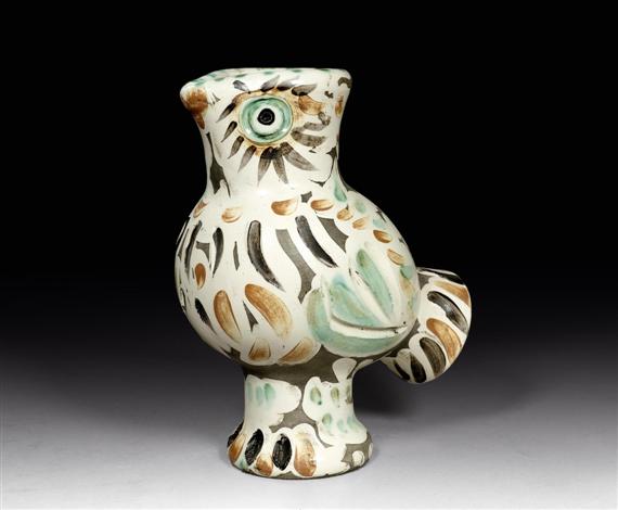 Appraisal: PICASSO PABLO Malaga - Mougins Owl jug White glazed clay