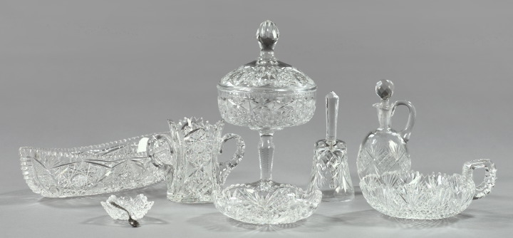 Appraisal: Eight-Piece Collection of Brilliant-Cut Glass consisting of a covered footed