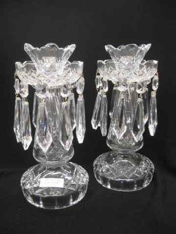 Appraisal: Pair of Waterford Cut Crystal Lamps candlestick form with teardrop