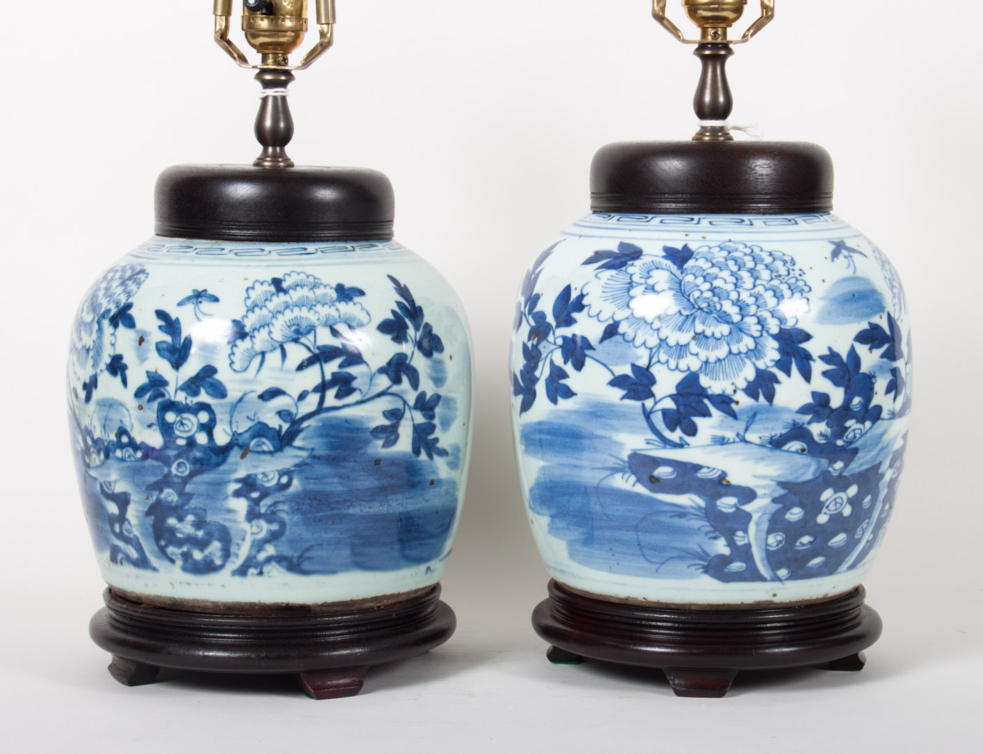 Appraisal: Pair of Chinese Export porcelain ginger jar lamps second half-