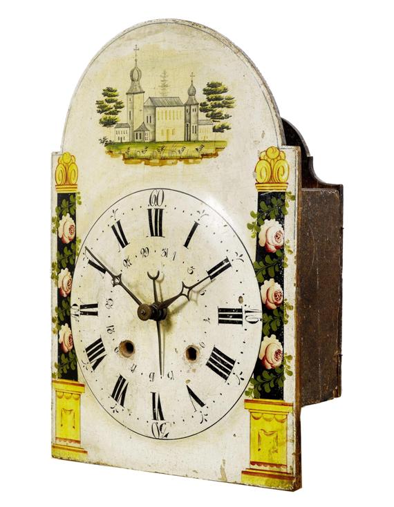 Appraisal: WALL CLOCK WITH DATE INDICATOR Biedermeier Black Forest circa Wooden