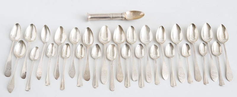 Appraisal: GROUP OF THIRTY ASSEMBLED AMERICAN SILVER TEA AND COFFEE SPOONS