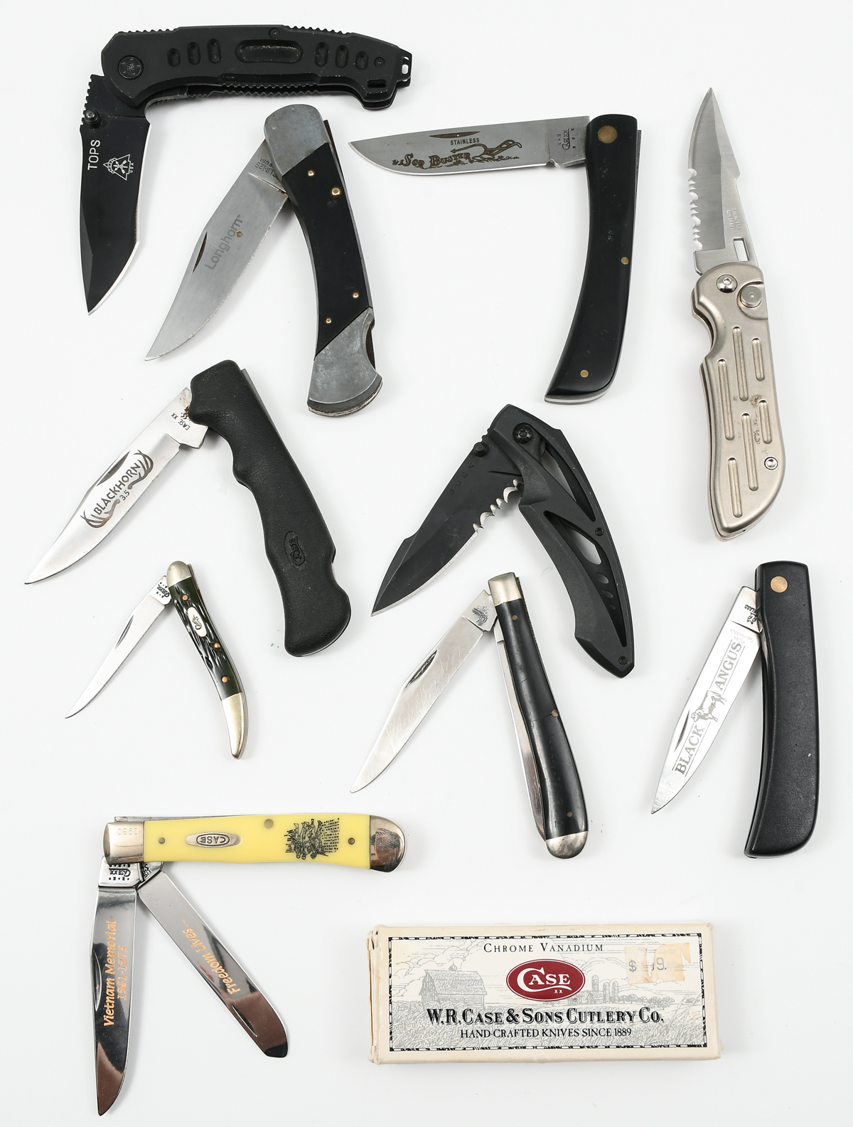 Appraisal: -PIECE COLLECTIBLE FOLDING KNIFE LOT TOPS spring-assisted lockblade Buck lockblade