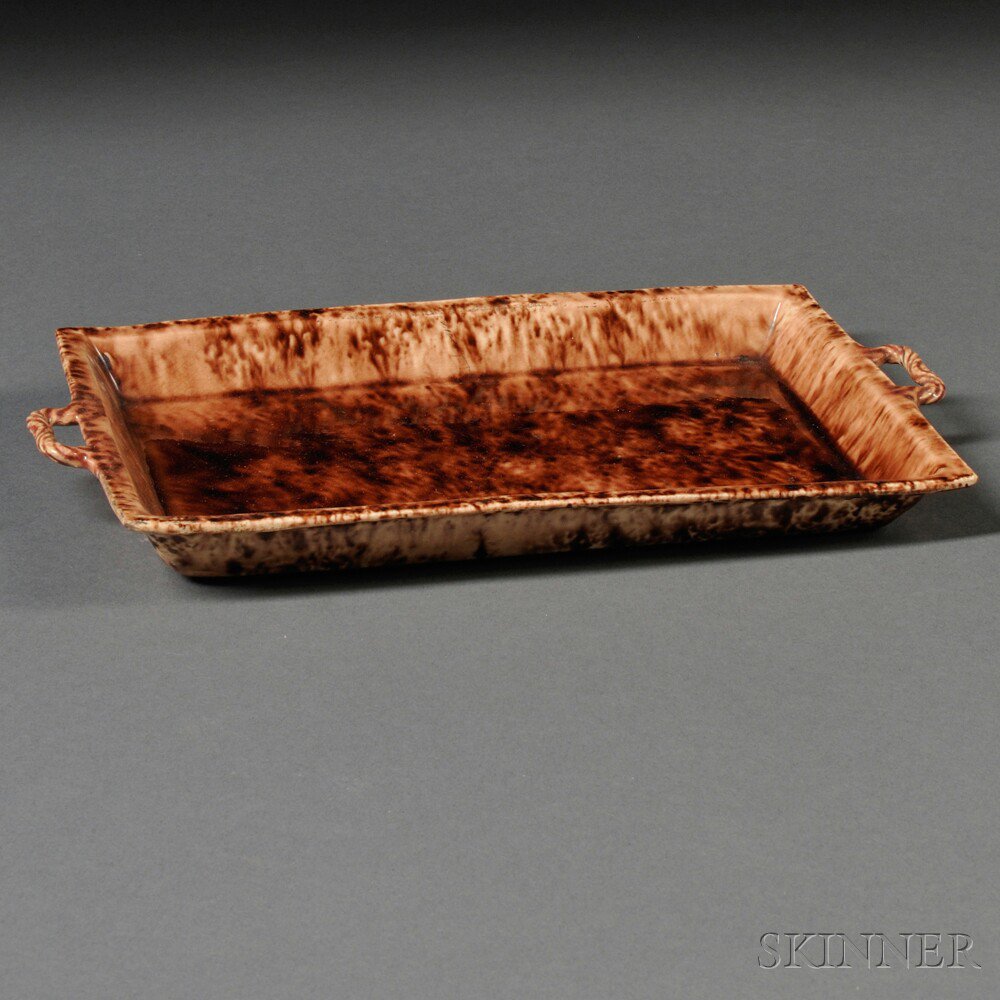 Appraisal: Staffordshire Cream-colored Earthenware Tray England c rectangular shape with rope