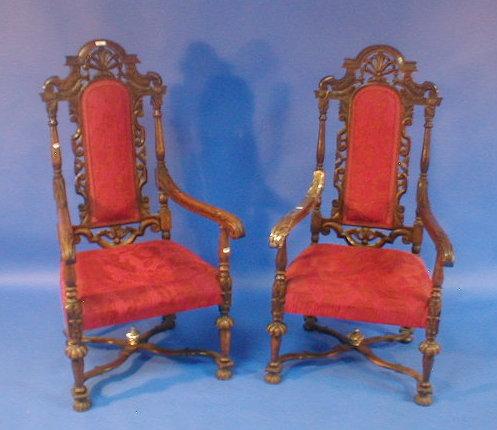 Appraisal: A pair of substantial thC oak carver chairs in the