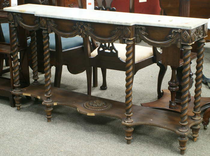 Appraisal: Continental style marble top credenza with spiral twist legs applied