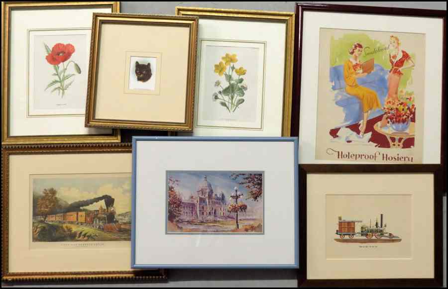 Appraisal: GROUP OF SEVEN ASSORTED FRAMED TH CENTURY PRINTS Various subjects