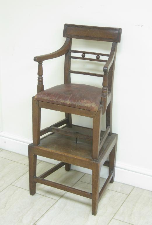 Appraisal: An early th Century Child's mahogany High Chair with reeded