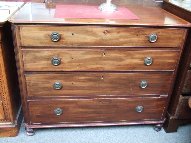 Appraisal: A th century mahogany and satinwood banded chest of four