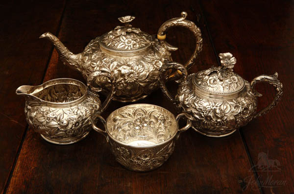 Appraisal: An S Kirk Sons sterling repousse tea service An S