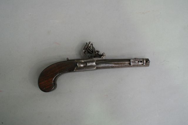 Appraisal: A British single shot flint lock caliber pistol inch barrel