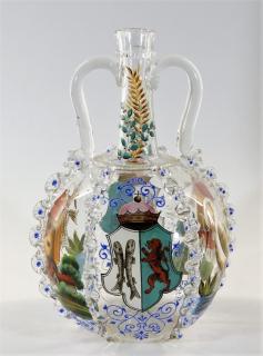 Appraisal: Czech Moser Enamel Decorated Armorial Decanter CZECHOSLOVAKIA EARLY TH CENTURY