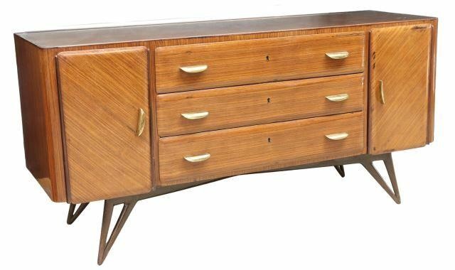 Appraisal: Italian mid-century modern rosewood sideboard c s glass top over