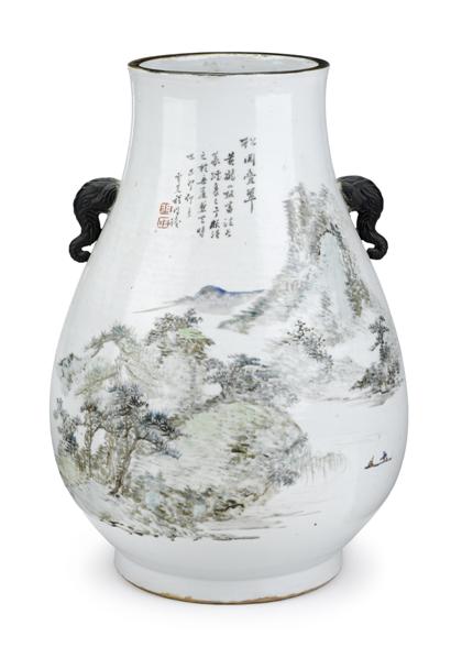 Appraisal: Large Chinese famille rose porcelain Hu form vase th century