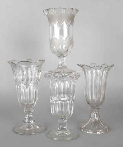 Appraisal: Four flint glass celery vases th c tallest -