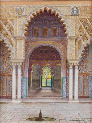 Appraisal: F Liger Hidalgo Spain - Seville Watercolor on paper signed