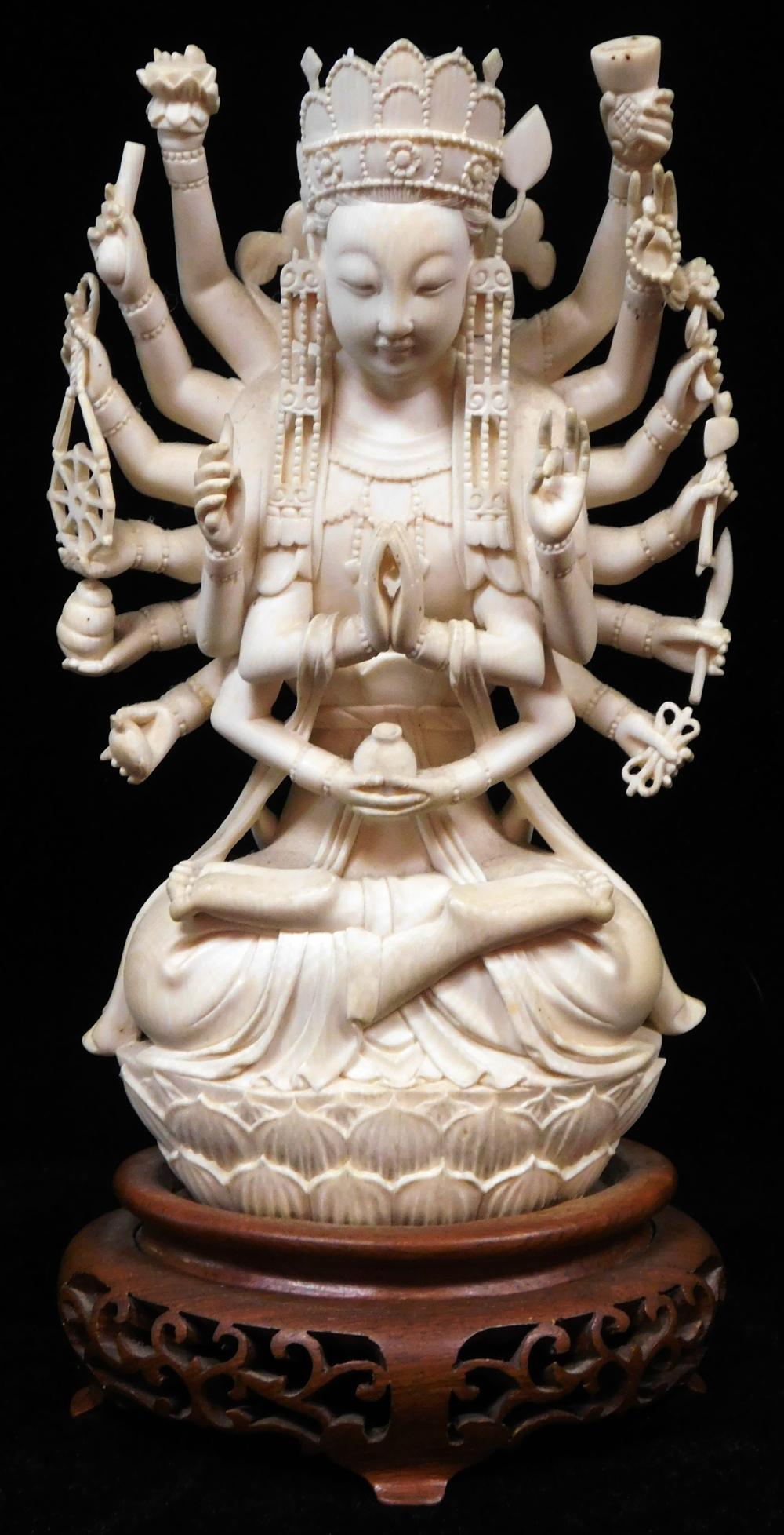 Appraisal: ASIAN Carved ivory Hindu or Buddhist deity early to mid-