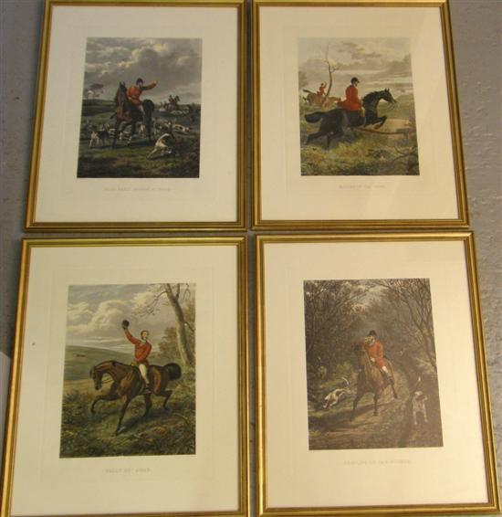 Appraisal: Set of four th century hunting prints after Sheldon Williams