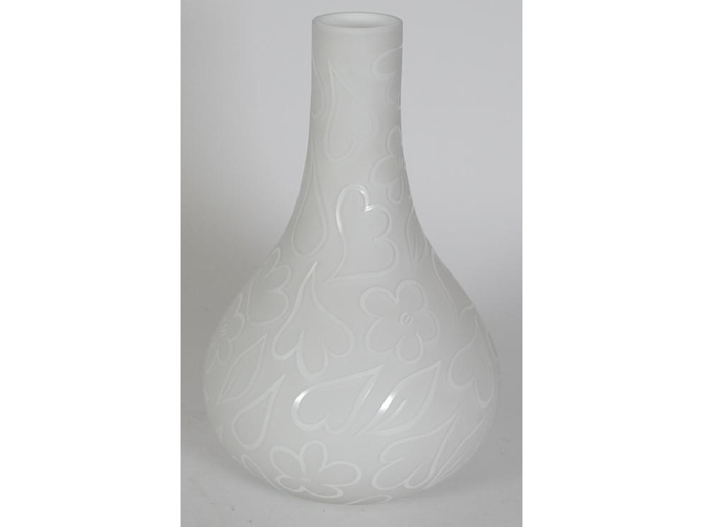 Appraisal: MODERN KOSTA BODA WHITE CASED GLASS VASE baluster form hand