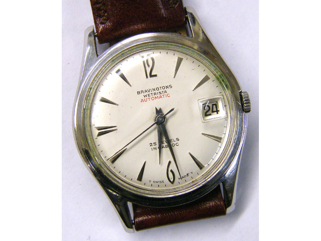 Appraisal: Bravingtons Wetrista automatic stainless steel gentleman's wristwatch the silvered dial