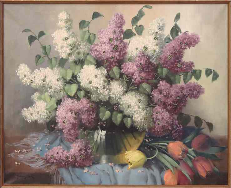 Appraisal: ARTIST UNKNOWN TH CENTURY STILL LIFE WITH FLOWERS Oil on