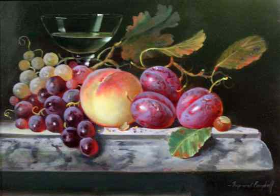 Appraisal: Raymond Campbell - oil on board Still life of fruit