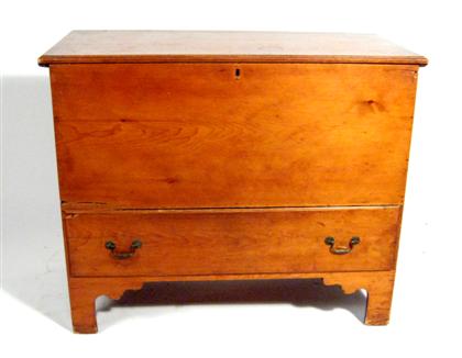 Appraisal: Cherry chippendale painted blanket chest late th century With rectangular