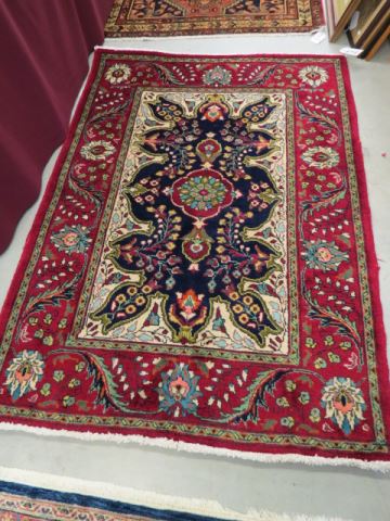 Appraisal: Tabriz Persian Handmade Rug floral on blue field red trim