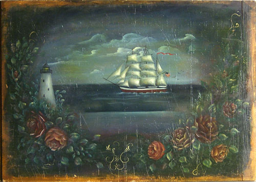 Appraisal: Kathi Stingle American th c oil on panel ship portrait