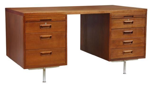 Appraisal: Danish mid-century modern teak desk c s stacks of drawers