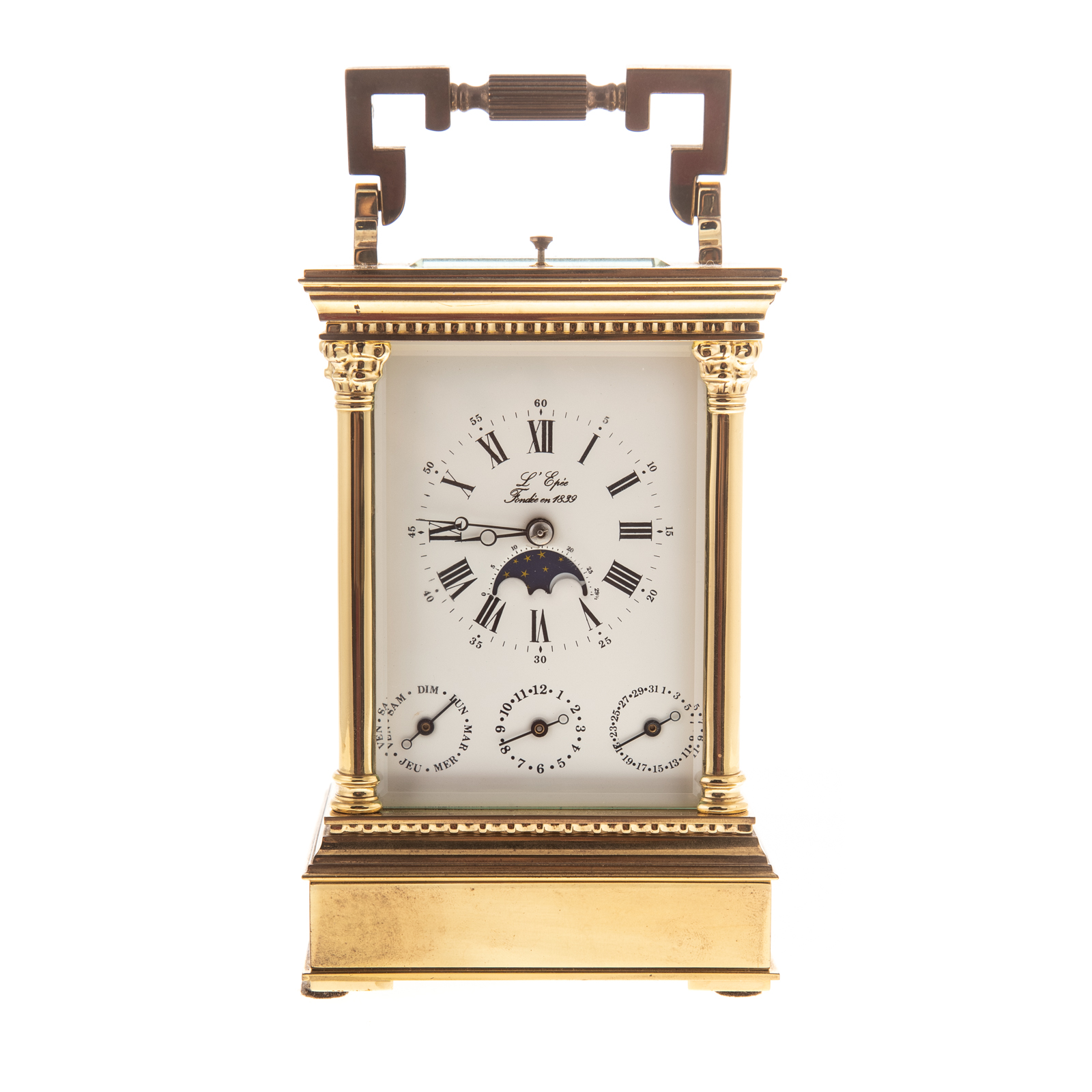 Appraisal: L' EPEE CARRIAGE CLOCK Late th century gold plated case