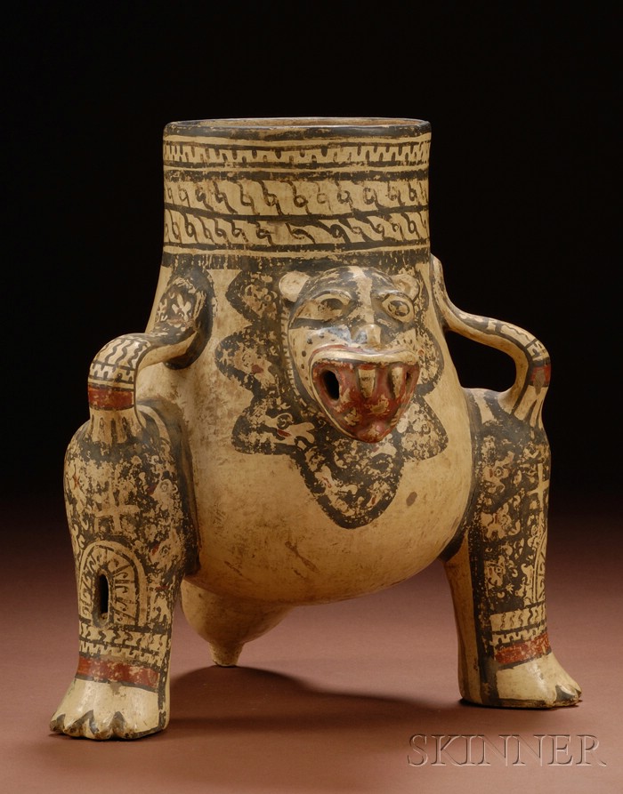 Appraisal: Pre-Columbian Polychrome Pottery Jaguar Urn Costa Rica c - A