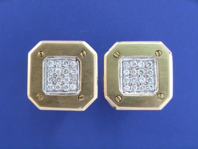 Appraisal: A pair of ct gold diamond set cufflinks estimated total